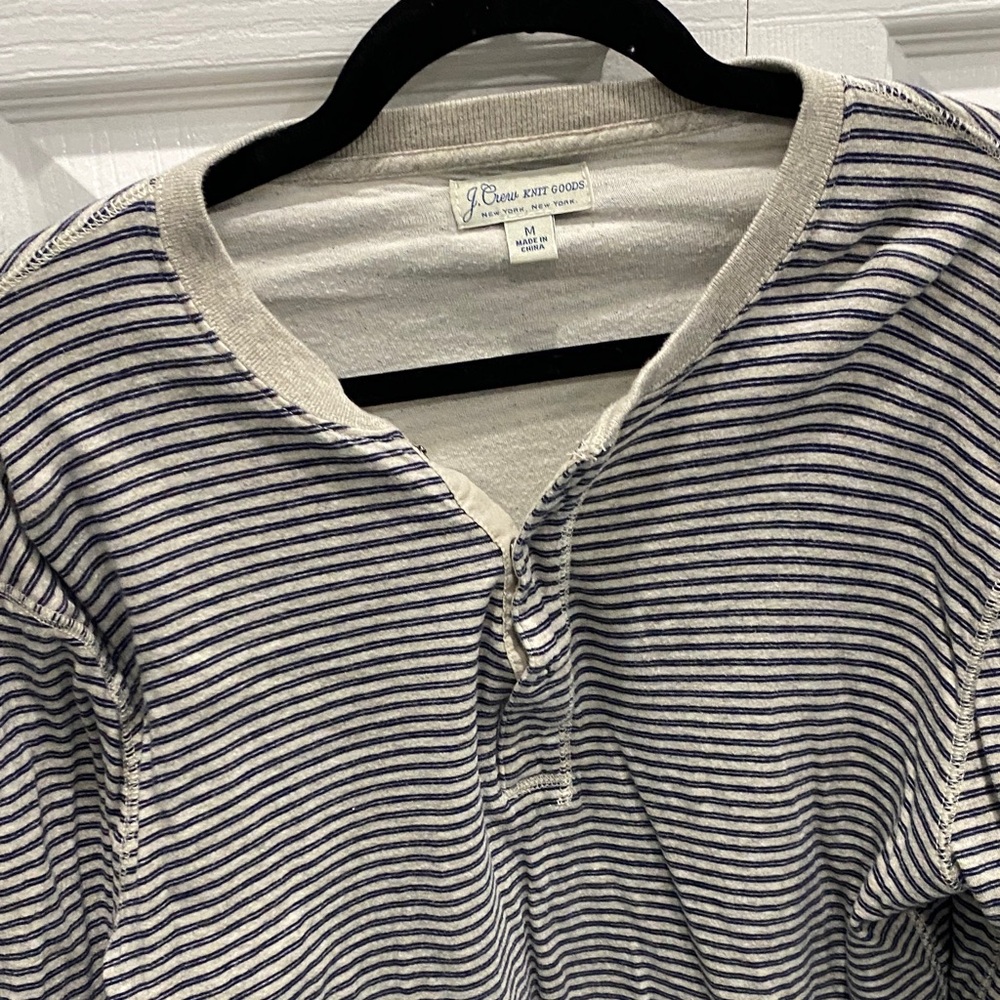 J.Crew Navy and Cream Striped Henley